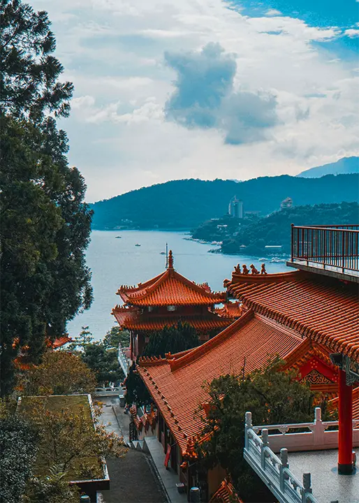 Vue temple traditionnel à Sun Moon Lake