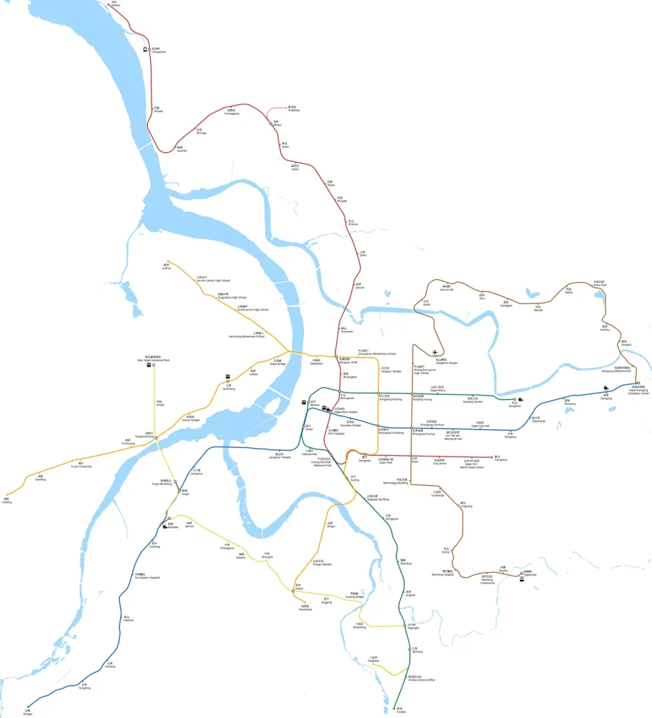 Carte du réseau de métro de Taipei à Taïwan