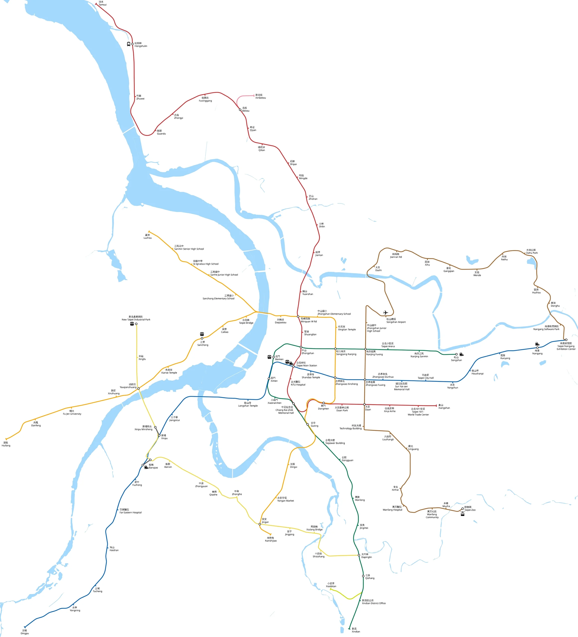 Carte du réseau de métro de Taipei à Taïwan